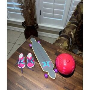American girl long board skate board and helmet shoes